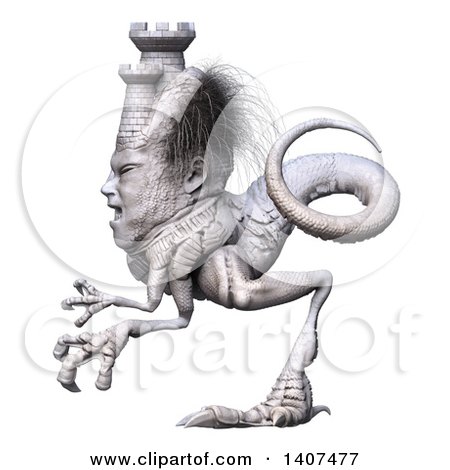 Clipart of a 3d Mason Monster, on a White Background - Royalty Free Illustration by Leo Blanchette