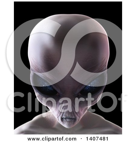 Clipart of a 3d Alien Beauty Shot, on a Black Background - Royalty Free Illustration by Leo Blanchette