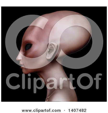 Clipart of a 3d Alien Hybrid Nephilim in Profile, on a Black Background - Royalty Free Illustration by Leo Blanchette