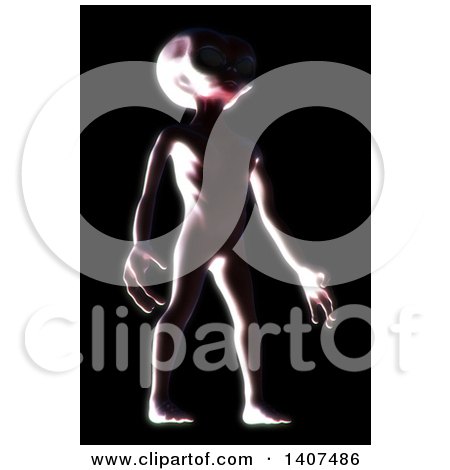 Clipart of a 3d Alien Being, on a Black Background - Royalty Free Illustration by Leo Blanchette