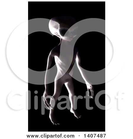 Clipart of a 3d Alien Being, on a Black Background - Royalty Free Illustration by Leo Blanchette