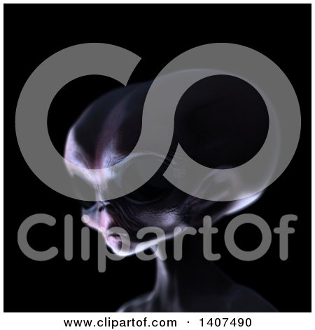 Clipart of a 3d Alien in Spooky Lighting, on a Black Background - Royalty Free Illustration by Leo Blanchette