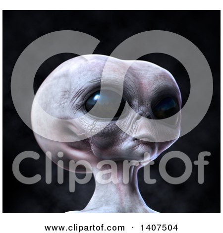 Clipart of a 3d Alien, on a Black Background - Royalty Free Illustration by Leo Blanchette