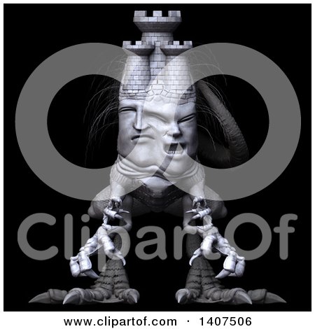 Clipart of a 3d Mason Monster, on a Black Background - Royalty Free Illustration by Leo Blanchette