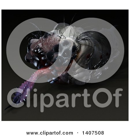 Clipart of a 3d Parasitic Grub, on a Black Background - Royalty Free Illustration by Leo Blanchette