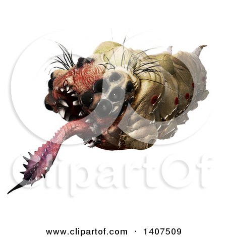 Clipart of a 3d Parasitic Grub, on a White Background - Royalty Free Illustration by Leo Blanchette