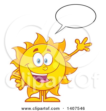 Clipart of a Yellow Summer Time Sun Character Mascot Talking and Waving - Royalty Free Vector Illustration by Hit Toon
