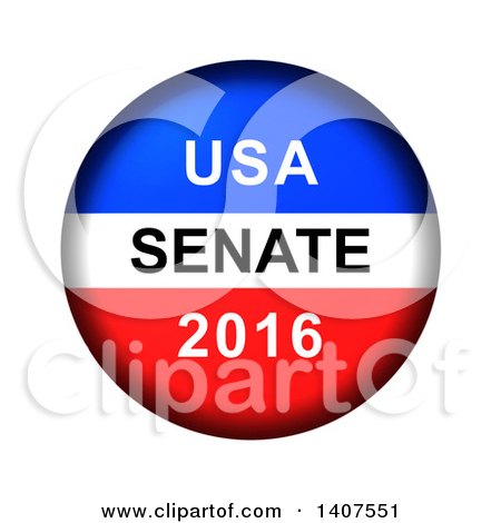 Clipart of a Red White and Blue Patriotic American USA Senate 2016 Vote Button on a White Background - Royalty Free Illustration by oboy