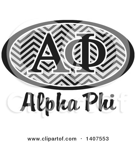 Clipart of a Grayscale College Alpha Phi Sorority Organization Design - Royalty Free Vector Illustration by Johnny Sajem