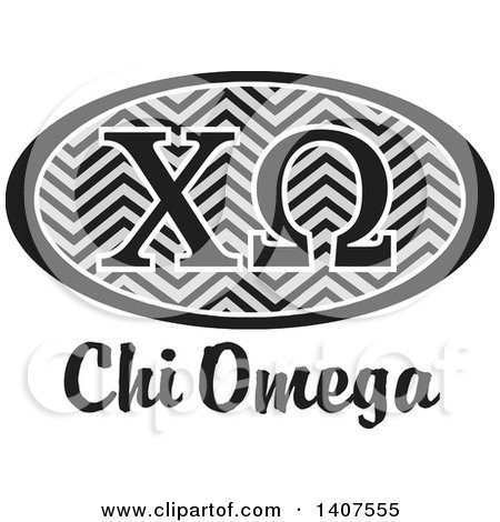 Clipart of a Grayscale College Chi Omega Sorority Organization Design - Royalty Free Vector Illustration by Johnny Sajem