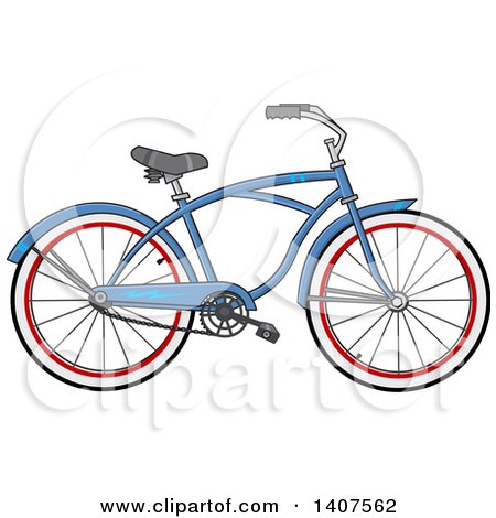 Clipart of a Cartoon Blue Bicycle - Royalty Free Vector Illustration by djart