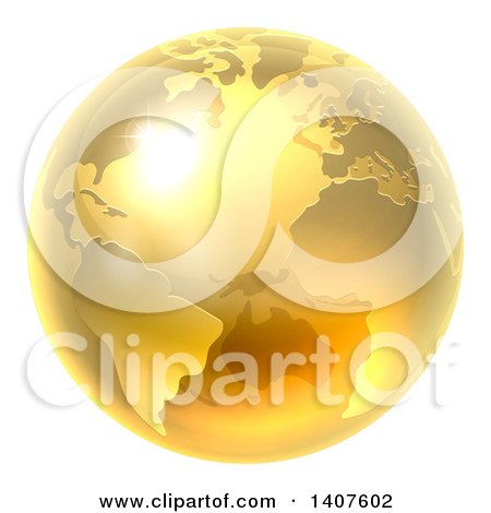 Clipart of a 3d Shiny Earth Globe - Royalty Free Vector Illustration by AtStockIllustration