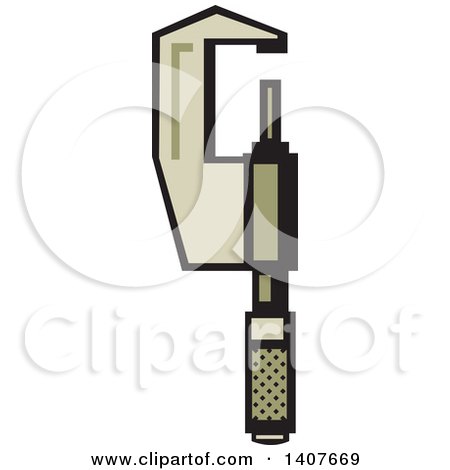 Clipart of a Retro Caliper Tool - Royalty Free Vector Illustration by patrimonio