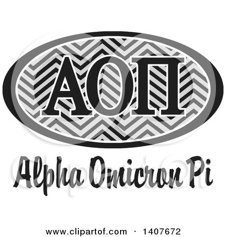 Clipart of a Grayscale College Alpha Omicron Pi Sorority Organization Design - Royalty Free Vector Illustration by Johnny Sajem