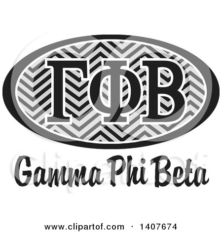 Clipart of a Grayscale College Gamma Phi Beta Sorority Organization Design - Royalty Free Vector Illustration by Johnny Sajem