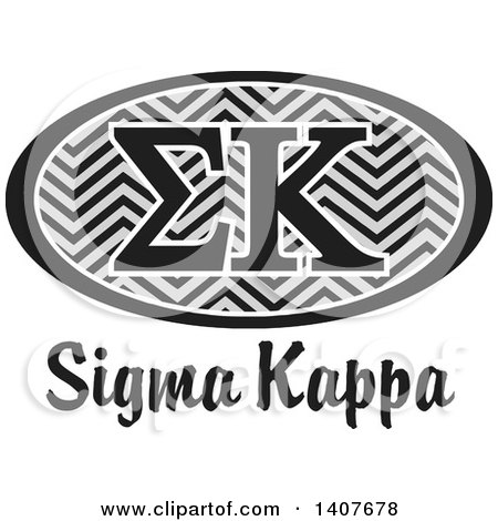 Clipart of a Grayscale College Sigma Kappa Sorority Organization Design - Royalty Free Vector Illustration by Johnny Sajem