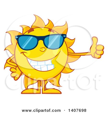 Clipart of a Yellow Summer Time Sun Character Mascot Giving a Thumb up - Royalty Free Vector Illustration by Hit Toon
