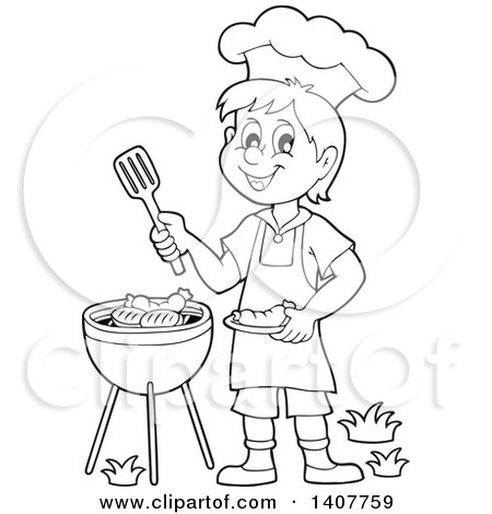 chef cooking clipart black and white car