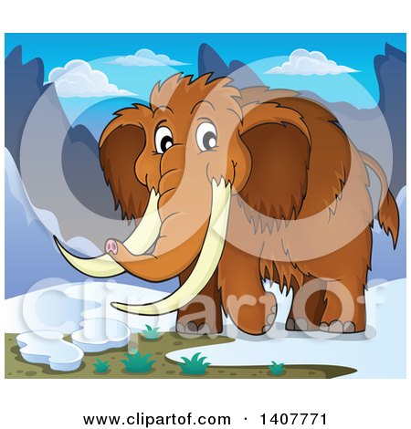 Clipart of a Happy Woolly Mammoth - Royalty Free Vector Illustration by visekart