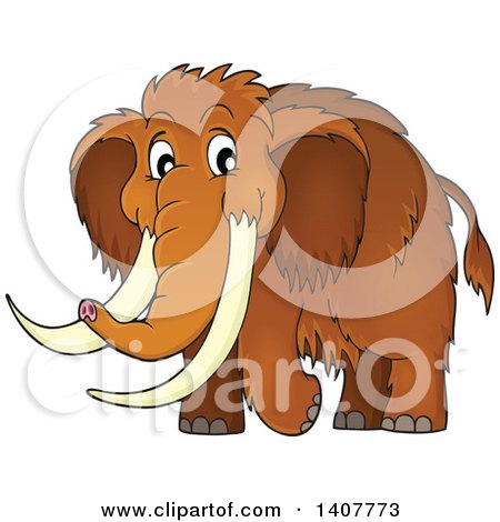 Clipart of a Cute Walking Woolly Mammoth - Royalty Free Vector Illustration by visekart
