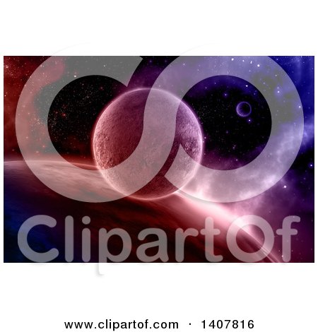 Clipart of a 3d Background of Fictional Planets - Royalty Free Illustration by KJ Pargeter