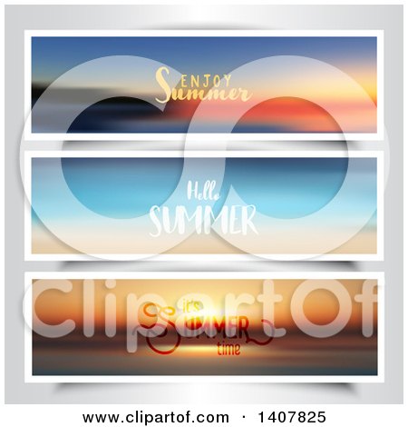 Clipart of Blurred Summer Sunset Website Banners with Text - Royalty Free Vector Illustration by KJ Pargeter