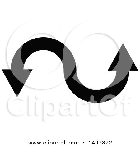 Clipart of a Black and White Directional Arrow Design Element - Royalty Free Vector Illustration by dero