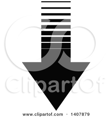 Clipart of a Black and White down Directional Arrow Design Element - Royalty Free Vector Illustration by dero