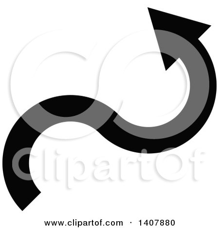 Clipart of a Black and White Directional Arrow Design Element - Royalty Free Vector Illustration by dero