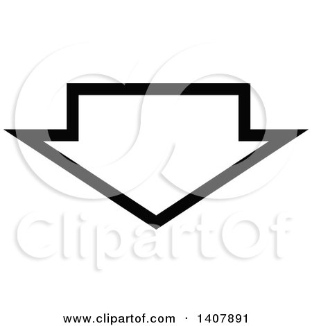 Clipart of a Black and White down Directional Arrow Design Element - Royalty Free Vector Illustration by dero