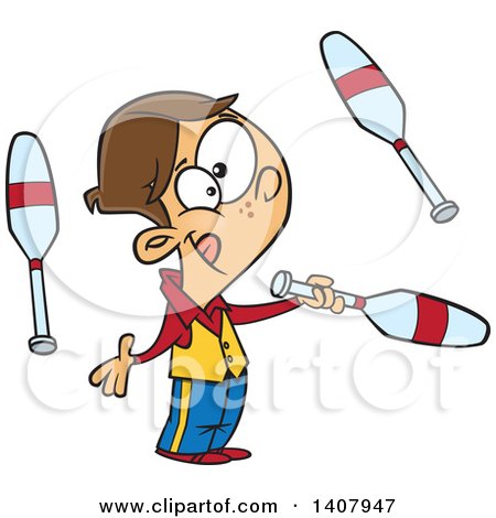 Clipart of a Cartoon White Male Circus Performer Juggling - Royalty Free Vector Illustration by toonaday