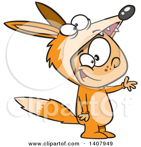 Clipart of a Cartoon Happy Caucasian Boy in a Fox Costume - Royalty Free Vector Illustration by toonaday