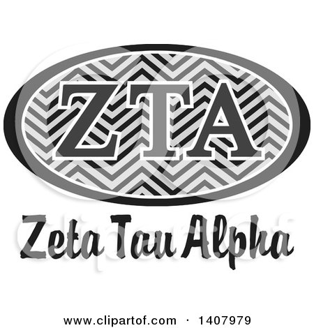 Clipart of a Grayscale College Zeta Tau Alpha Sorority Organization Design - Royalty Free Vector Illustration by Johnny Sajem