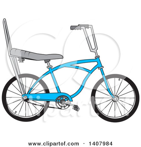 Clipart of a Cartoon Blue Stingray Bicycle - Royalty Free Vector Illustration by djart