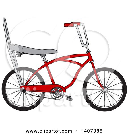 Clipart of a Cartoon Red Stingray Bicycle - Royalty Free Vector Illustration by djart