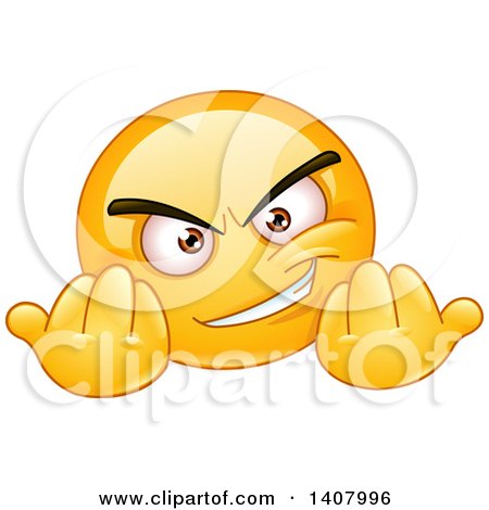 Clipart of a Yellow Smiley Face Emoji Emoticon Gesturing Wanna Fight - Royalty Free Vector Illustration by yayayoyo