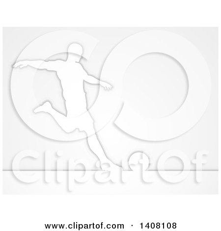 silhouette of a soccer football player about to kick the ball by AtStockIllustration