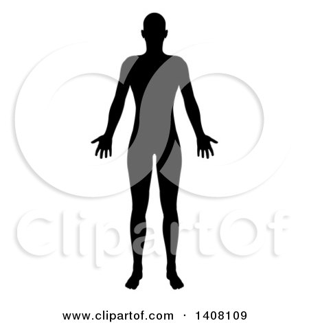 Clipart of a Black Silhouetted Standing Human Figure - Royalty Free Vector Illustration by AtStockIllustration