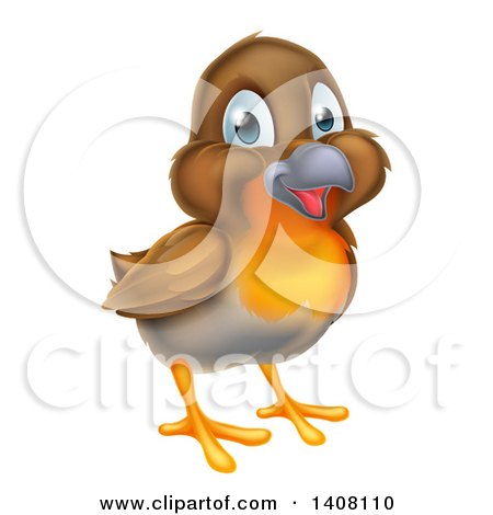Clipart of a Happy Robin Bird - Royalty Free Vector Illustration by AtStockIllustration