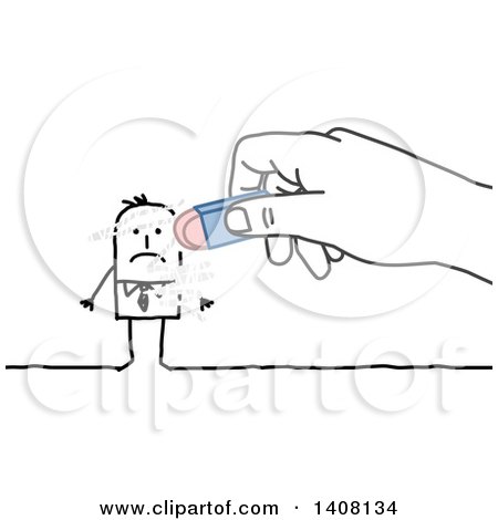Clipart of a Hand Erasing a Stick Business Man - Royalty Free Vector Illustration by NL shop