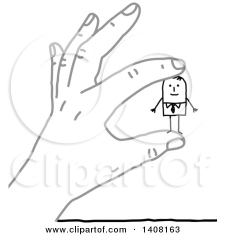 Clipart of a Gray Hand Holding a Stick Business Man - Royalty Free Vector Illustration by NL shop
