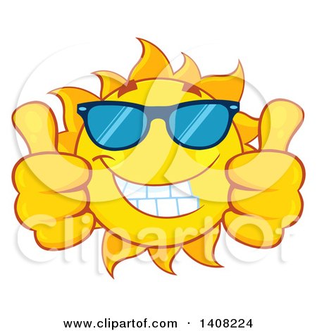 Clipart of a Yellow Summer Time Sun Character Mascot Giving Two Thumbs up - Royalty Free Vector Illustration by Hit Toon