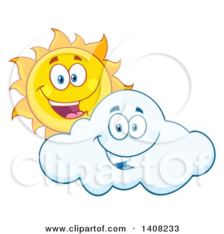 Clipart of a Yellow Summer Time Sun Character Mascot Looking over a Cloud - Royalty Free Vector Illustration by Hit Toon