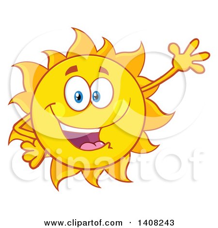 Clipart of a Yellow Summer Time Sun Character Mascot Waving - Royalty Free Vector Illustration by Hit Toon