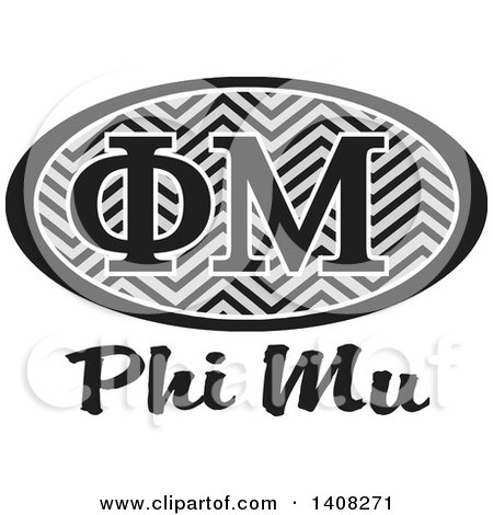 Clipart of a Grayscale College Phi Mu Sorority Organization Design - Royalty Free Vector Illustration by Johnny Sajem