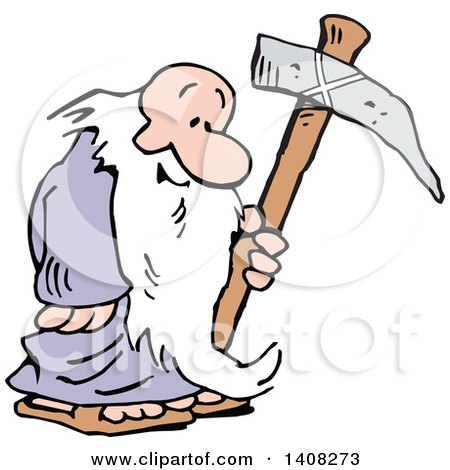 Clipart of a Cartoon Old Man, Father Time, Holding a Scythe - Royalty Free Vector Illustration by Johnny Sajem