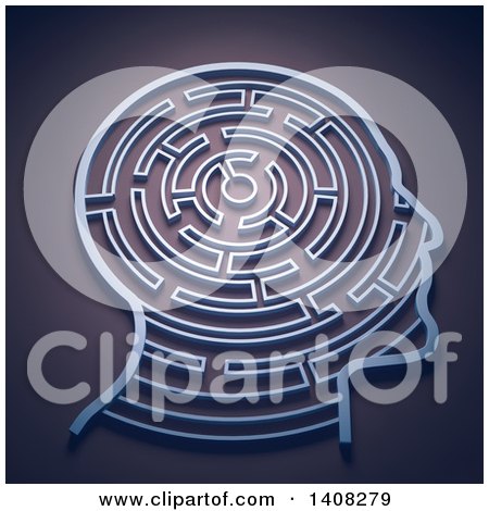 Clipart of a 3d Head Shaped Maze - Royalty Free Illustration by Mopic