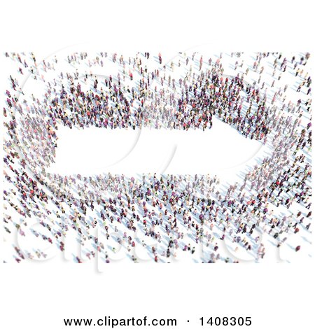 Clipart of a Crowd of People Forming a 3d Arrow - Royalty Free Illustration by Mopic