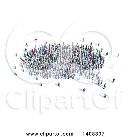 Clipart of a Crowd of People Forming a 3d Speech Bubble - Royalty Free Illustration by Mopic