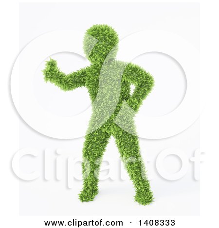 Clipart of a 3d Green Leafy Man, on a White Background - Royalty Free Illustration by Mopic